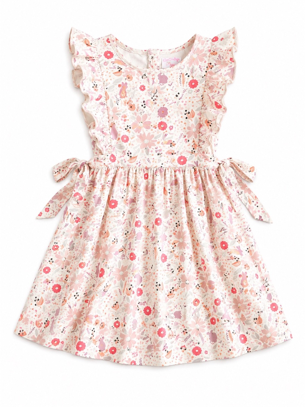 Stitchy Fish Girls' Floral Ruffle-Trim Dress - Pink